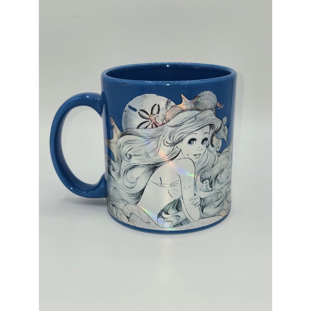 DISNEY The Little Mermaid Ariel Blue Metallic Holographic Coffe Cup Mug 20oz